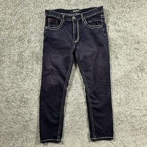 True Luck Jeans Mens 34x30 Dark Wash Straight Leg Stretch Contrast Stitch